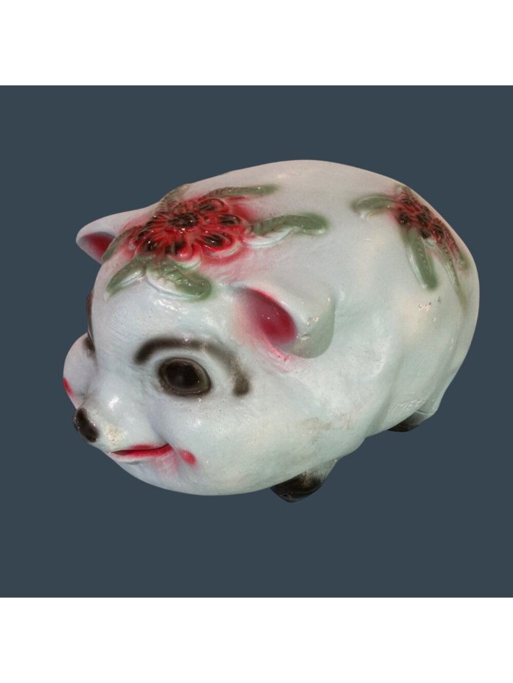 Vintage Piggy Bank Chalkware Anthropomorphic Carnival Prize 60s Large and Heavy